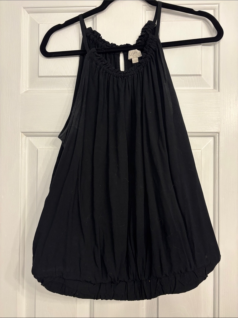 LOFT Black Halter Bubble-Hem Tank